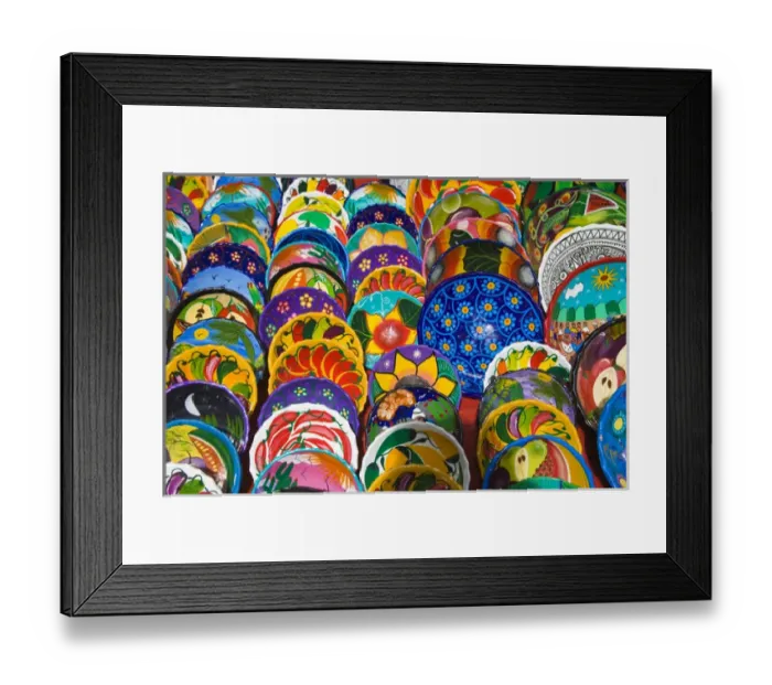 Framed Print : Mexico, Quintana Roo, near Cancun, Chichen-Itza, colorful ceramic pottery is sold Framed Print : Mexico, Quintana Roo, near Cancun, Chichen-Itza, colorful ceramic pottery is sold