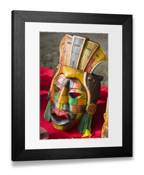 Framed Print : Mexico, Quintana Roo, near Cancun, Chichen-Itza, colorful carved wood sculptures Framed Print : Mexico, Quintana Roo, near Cancun, Chichen-Itza, colorful carved wood sculptures
