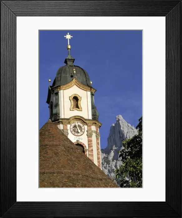 Framed Print : Europe, Germany, Mittenwald. Steeple on the Pfarrkirche of Saint Peter Framed Print : Europe, Germany, Mittenwald. Steeple on the Pfarrkirche of Saint Peter