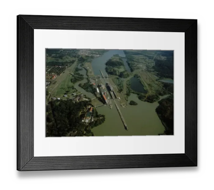 Framed Print : Central America, Panama, Panama Province, Panama Canal, Miraflores Locks. Aerial Framed Print : Central America, Panama, Panama Province, Panama Canal, Miraflores Locks. Aerial