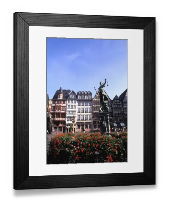 Framed Print : Statue in Romerberg Square in Frankfurt, Germany Framed Print : Statue in Romerberg Square in Frankfurt, Germany