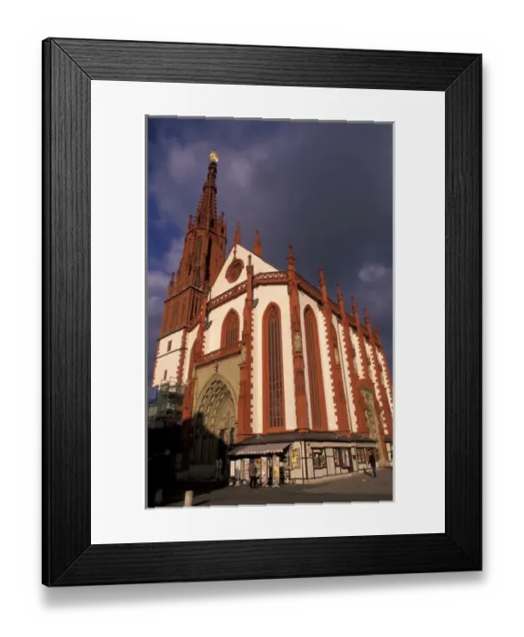 Framed Print : EU, Germany, Wurzburg. Old style architecture and church