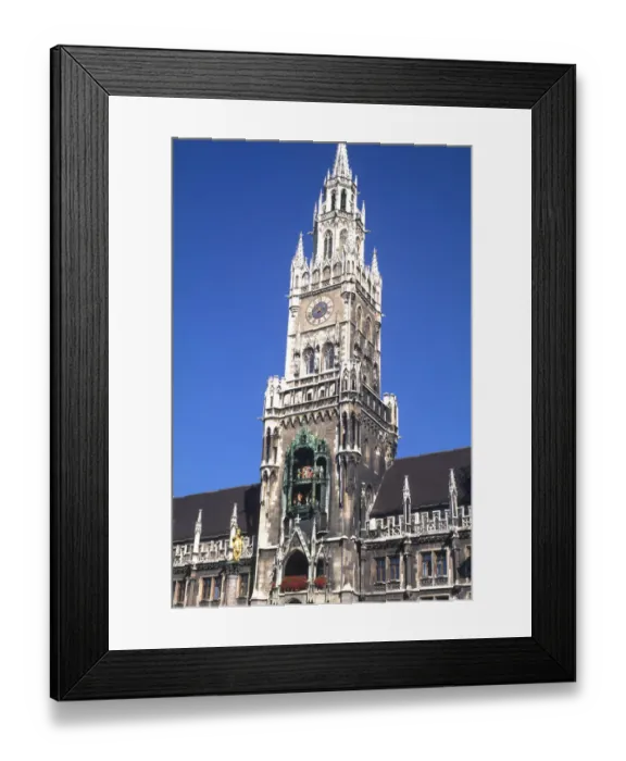 Framed Print : Famous Clock at New City Hall in Munich Germany Framed Print : Famous Clock at New City Hall in Munich Germany