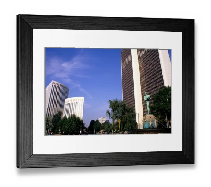 Framed Print : Modern Architecture and Statue in Frankfurt Germany Framed Print : Modern Architecture and Statue in Frankfurt Germany