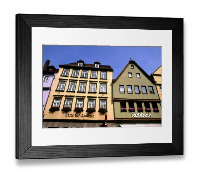 Framed Print : Germany Wertheim Old Town by Rhine River buildings