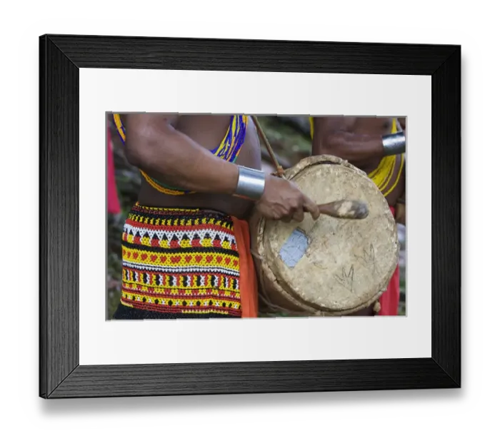 Framed Print : Panama. A close up of a young Embra indian man playing the drums Framed Print : Panama. A close up of a young Embra indian man playing the drums