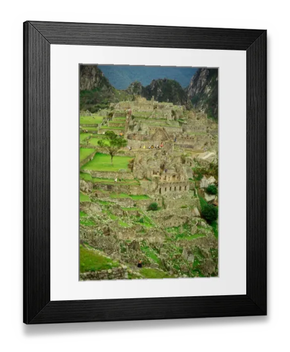 Framed Print : Peru: Mach Picchu, Incan ruins, hikers and tourists walking around Incan ruins, November