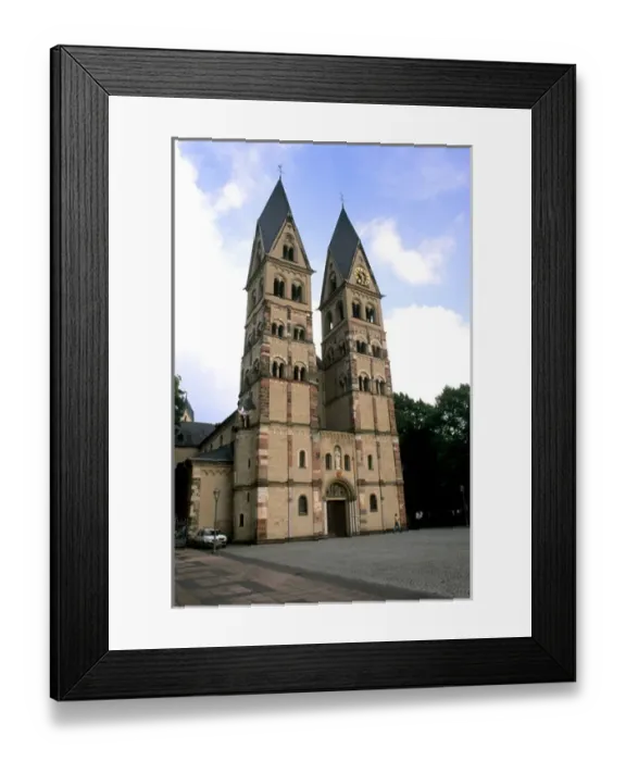 Framed Print : Germany Koblenz Old Town by Rhine River St Kastor Church Framed Print : Germany Koblenz Old Town by Rhine River St Kastor Church