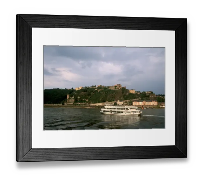 Framed Print : Germany Koblenz Old Town by Rhine River with River Cruise Framed Print : Germany Koblenz Old Town by Rhine River with River Cruise