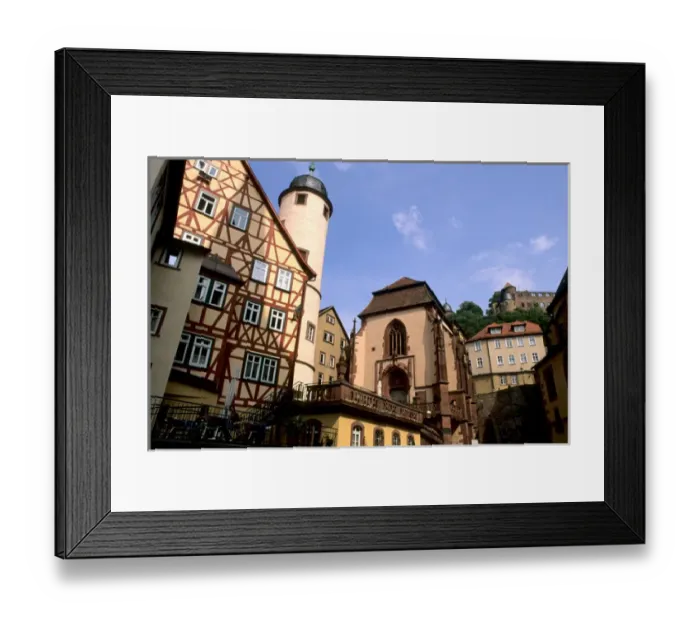 Framed Print : Germany Wertheim Colorful Old Town by Rhine River Framed Print : Germany Wertheim Colorful Old Town by Rhine River