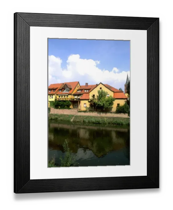 Framed Print : Germany Wertheim Colorful Old Town by Rhine River