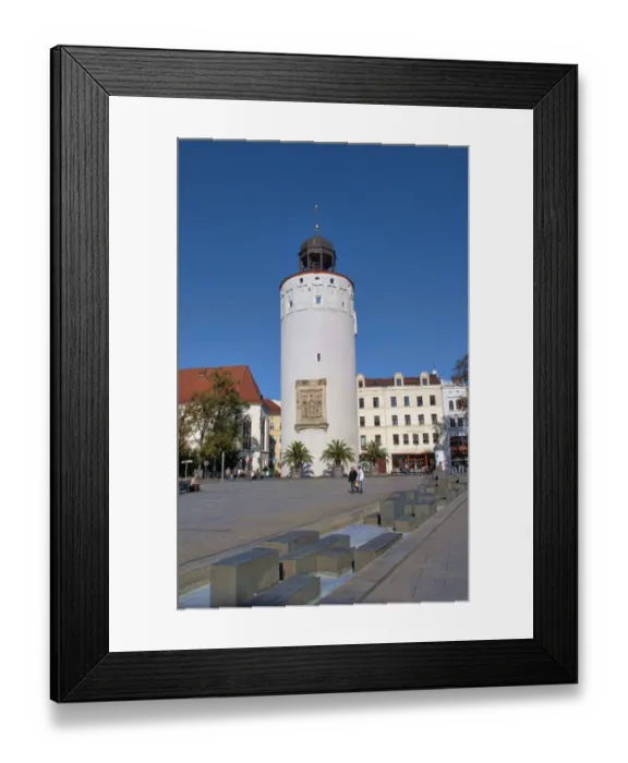 Framed Print : Gorlitz Germany border of Germany Poland city downtown architecture with Big Tower