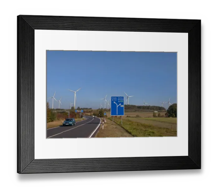 Framed Print : Autobahn Wind Power turbines industry in Germany with greenn ecology working