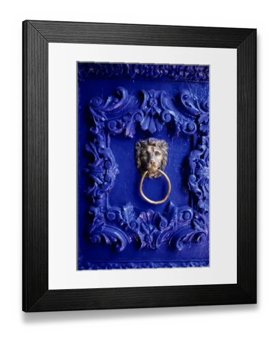 Framed Print : Cusco, Peru. Ornate blue painted door with lion knocker; Hotel Garcilaso Framed Print : Cusco, Peru. Ornate blue painted door with lion knocker; Hotel Garcilaso
