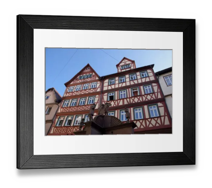 Framed Print : Germany, Franconia, Wertheim. Famous Angels Well in front of historic homes Framed Print : Germany, Franconia, Wertheim. Famous Angels Well in front of historic homes