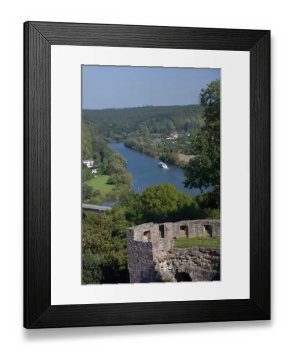 Framed Print : Germany, Wertheim. View near confluence of Tauber & Main River from hilltop ruins