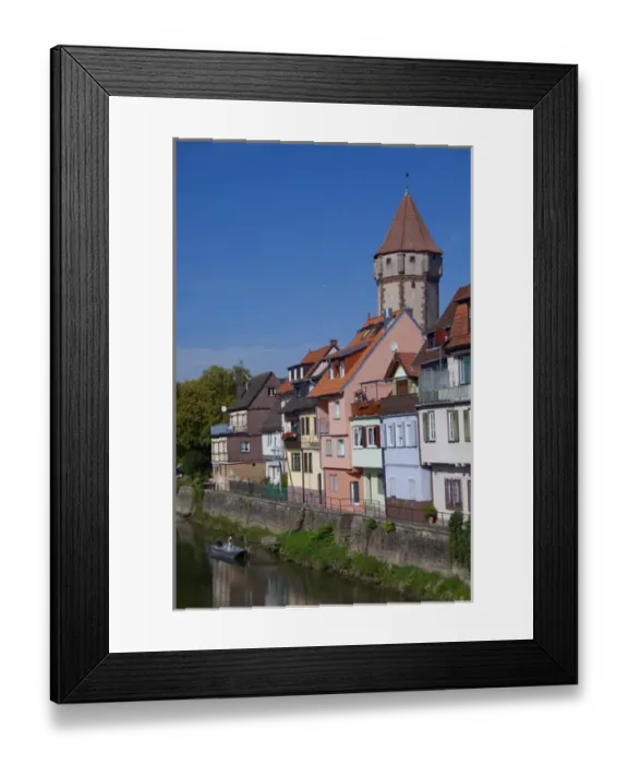 Framed Print : Germany, Franconia, Wertheim. Spitizer, medieval watchtower with historic housing