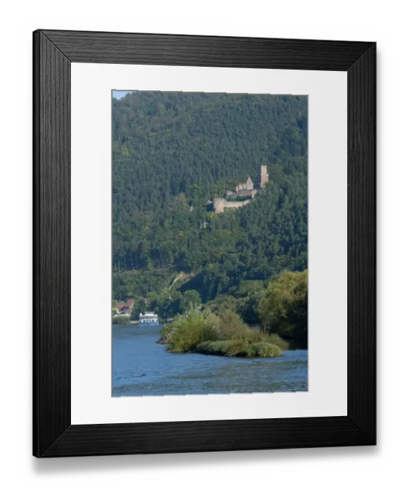 Framed Print : Germany, Franconai. Hillside castle along the Main River between Wertheim & Miltenberg