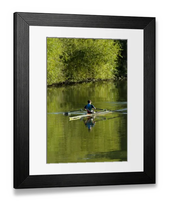 Framed Print : Germany, Franconia, Wertheim. Boating along the Main River Framed Print : Germany, Franconia, Wertheim. Boating along the Main River
