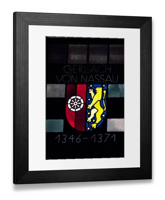 Framed Print : Germany, Rhineland Palatinate, Mainz. Mainz Cathedral. Stained glass windows, Mainz coat of arms Framed Print : Germany, Rhineland Palatinate, Mainz. Mainz Cathedral. Stained glass windows, Mainz coat of arms