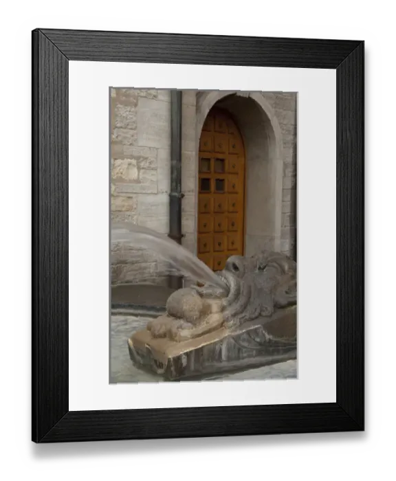 Framed Print : Germany, Rhineland Palatinate, Mainz. Cathedral Square fountain