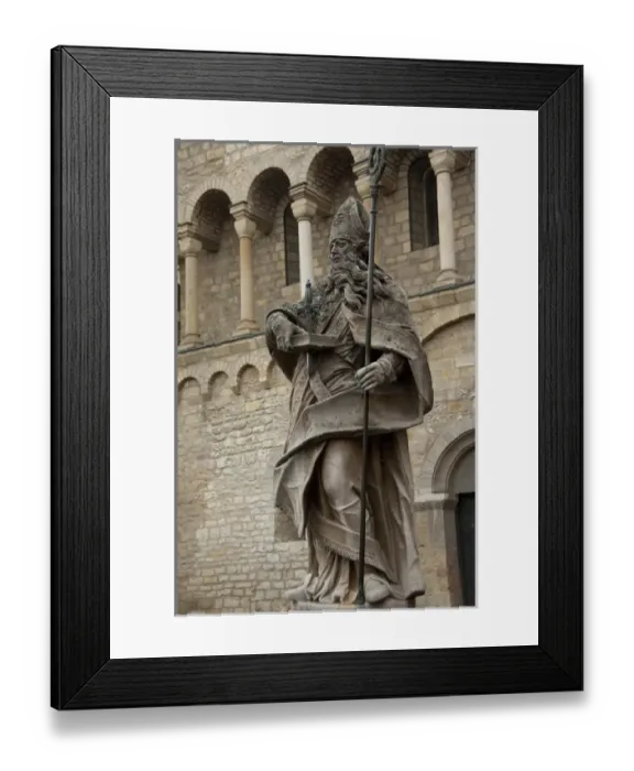 Framed Print : Germany, Rhineland Palatinate, Mainz. Statue of St. Bonifafius (675-754) in Cathedral