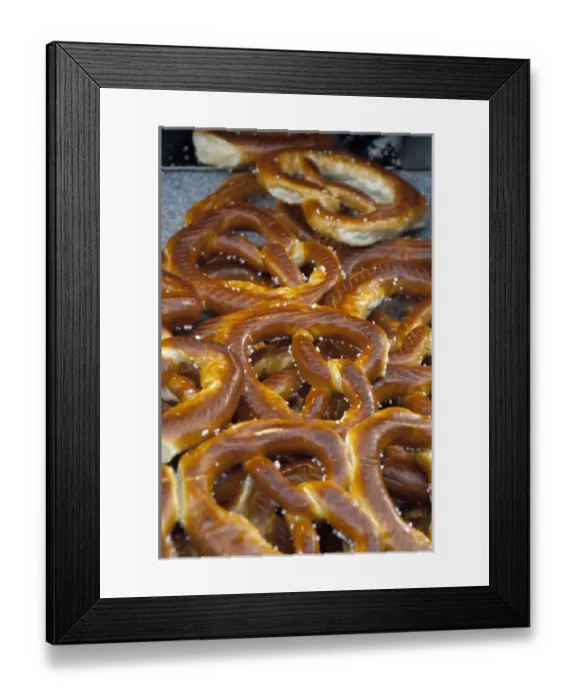 Framed Print : Germany, Rhineland Palatinate, Mainz. Fresh pretzels at Cathedral Square