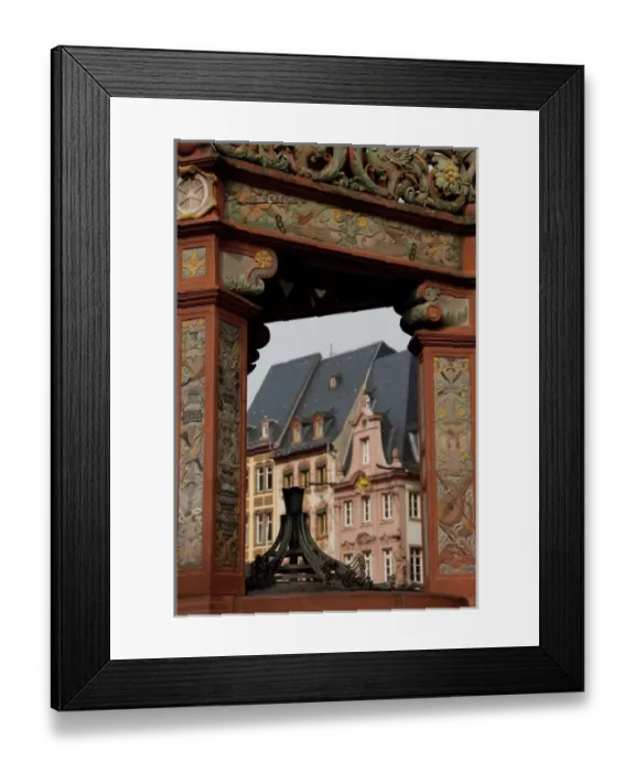 Framed Print : Germany, Rhineland Palatinate, Mainz. Cathedral Square, historic fountain dating Framed Print : Germany, Rhineland Palatinate, Mainz. Cathedral Square, historic fountain dating