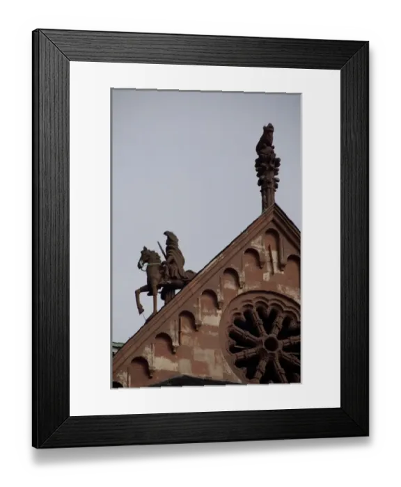 Framed Print : Germany, Rhineland Palatinate, Mainz. 13th century Mainz Cathedral, horseman roof detail Framed Print : Germany, Rhineland Palatinate, Mainz. 13th century Mainz Cathedral, horseman roof detail