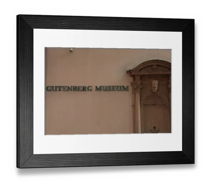 Framed Print : Germany, Rhineland Palatinate, Mainz. Gutenberg Museum, exterior fountain
