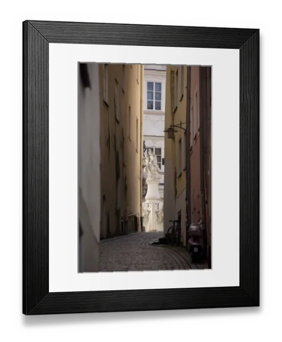 Framed Print : Germany, Bavaria, Passau. Typical narrow streets & walkways of Passau
