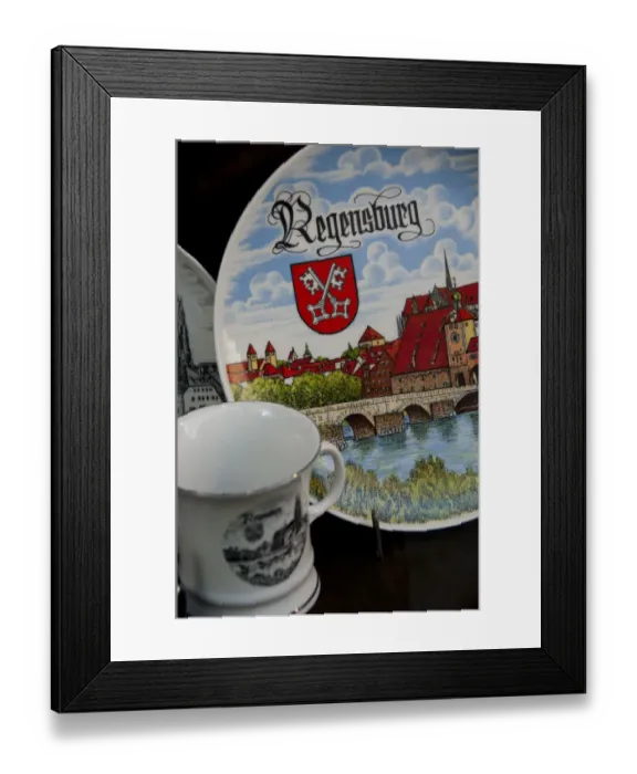 Framed Print : Germany, Bavaria, Regensburg. Typical German souvenirs from Regensburg
