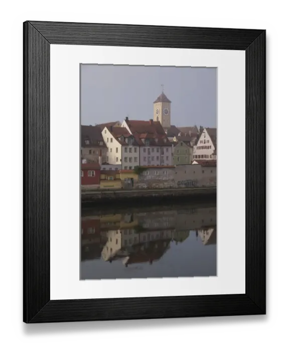 Framed Print : Germany, Bavaria, Regensburg. Early morning medieval city views from the Danube River Framed Print : Germany, Bavaria, Regensburg. Early morning medieval city views from the Danube River