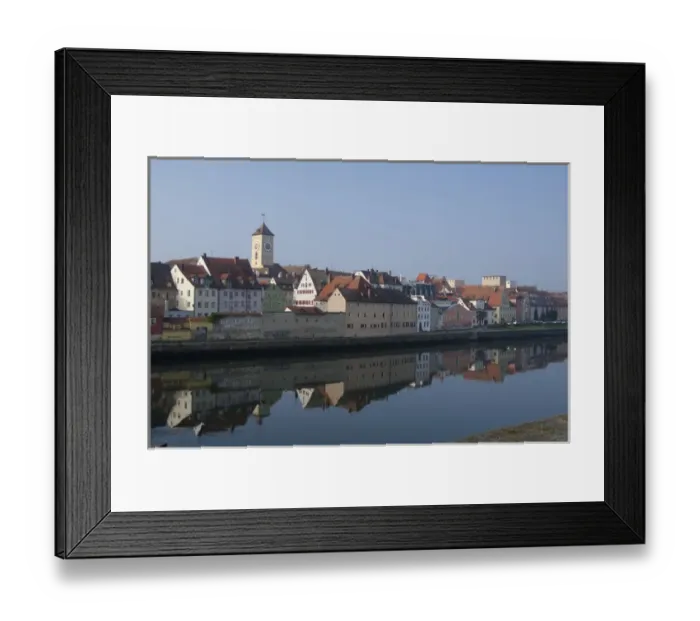 Framed Print : Germany, Bavaria, Regensburg. Early morning medieval city views from the Danube River Framed Print : Germany, Bavaria, Regensburg. Early morning medieval city views from the Danube River