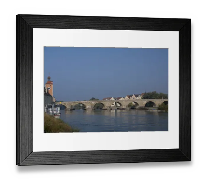 Framed Print : Germany, Bavaria, Regensburg. Historic 12th century Old Stone Bridge over the Danube Framed Print : Germany, Bavaria, Regensburg. Historic 12th century Old Stone Bridge over the Danube