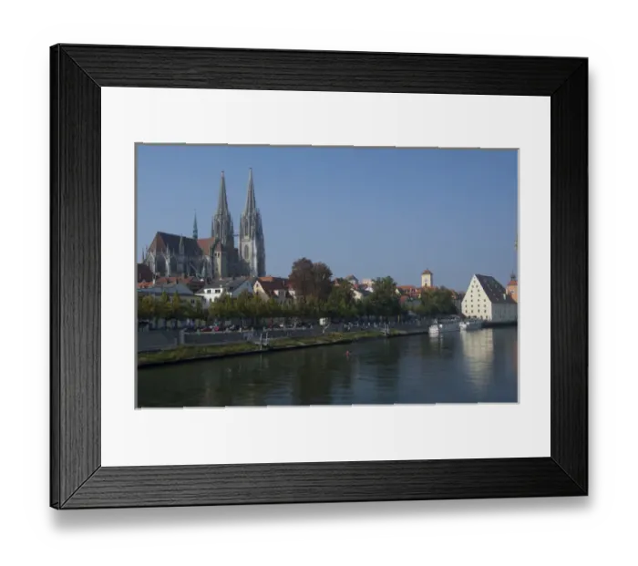 Framed Print : Germany, Regensburg. Historic St. Peters Cathedral along the Danube River