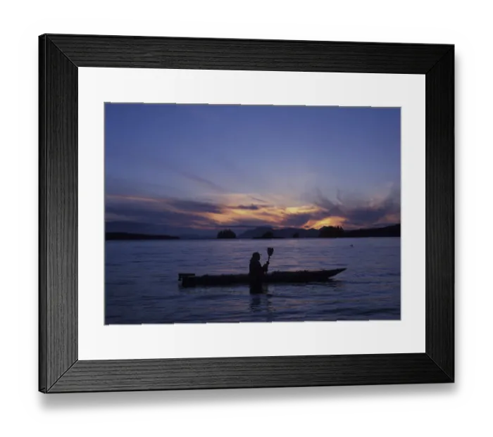 Framed Print : NA, USA, Alaska, Ketchikan. Solo kayaker enjoys sunset (Medium Format) Framed Print : NA, USA, Alaska, Ketchikan. Solo kayaker enjoys sunset (Medium Format)