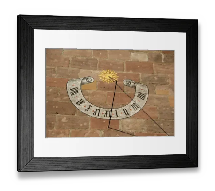 Framed Print : Germany, Bavaria, Nuremberg. Market Square, historic sundial on building wall