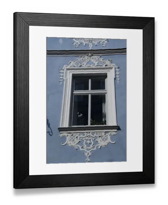Framed Print : Germany, Bamberg. Ornate blue & white Baroque home