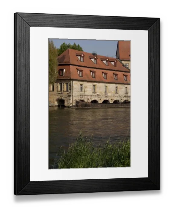 Framed Print : Germany, Bamberg. Historic buildings along the Regnitz River Framed Print : Germany, Bamberg. Historic buildings along the Regnitz River