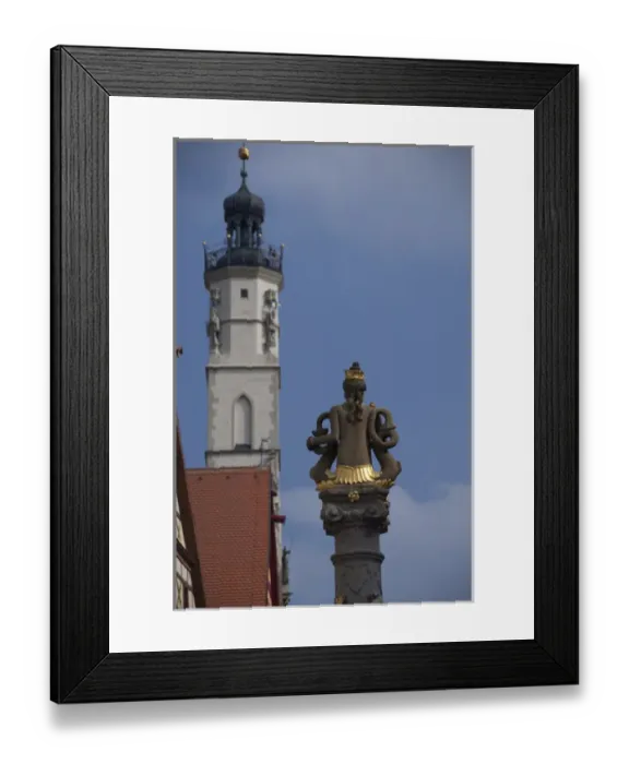 Framed Print : Germany, Rothenburg, Market Square (aka Marktplatz). Fountain in front of Town Hall Framed Print : Germany, Rothenburg, Market Square (aka Marktplatz). Fountain in front of Town Hall