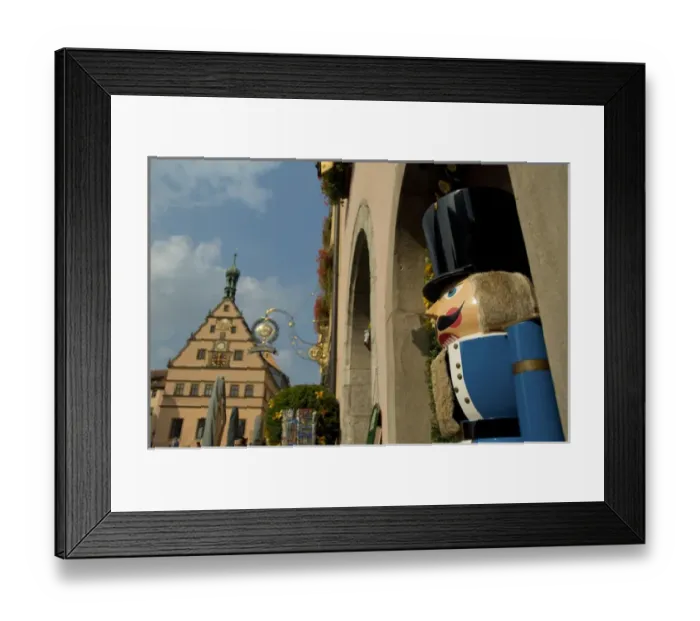 Framed Print : Germany, Rothenburg. Market Square (aka Marktplatz), Giant nut-cracker with City Framed Print : Germany, Rothenburg. Market Square (aka Marktplatz), Giant nut-cracker with City