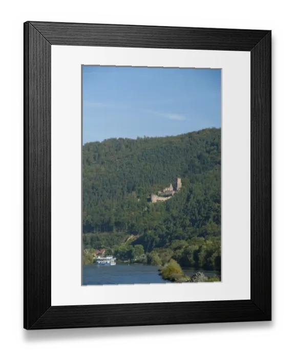 Framed Print : Germany, Franconai. Hillside castle along the Main River between Wertheim & Miltenberg