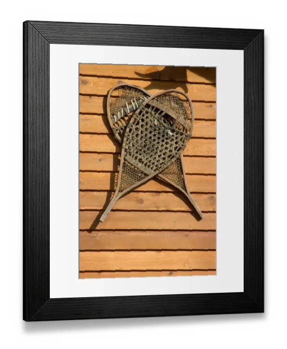Framed Print : N. A. USA, Alaska. Decorative snow shoes on a building in Talkeetna Framed Print : N. A. USA, Alaska. Decorative snow shoes on a building in Talkeetna