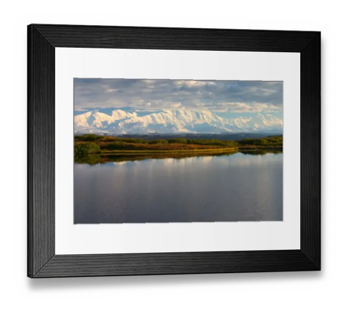 Framed Print : N. A. USA, Alaska. Mt. McKinley Range and pond in Denali National Park Framed Print : N. A. USA, Alaska. Mt. McKinley Range and pond in Denali National Park