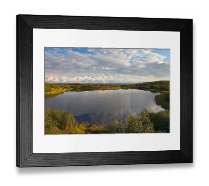 Framed Print : N. A. USA, Alaska. Mt. McKinley Range and pond in Denali National Park Framed Print : N. A. USA, Alaska. Mt. McKinley Range and pond in Denali National Park