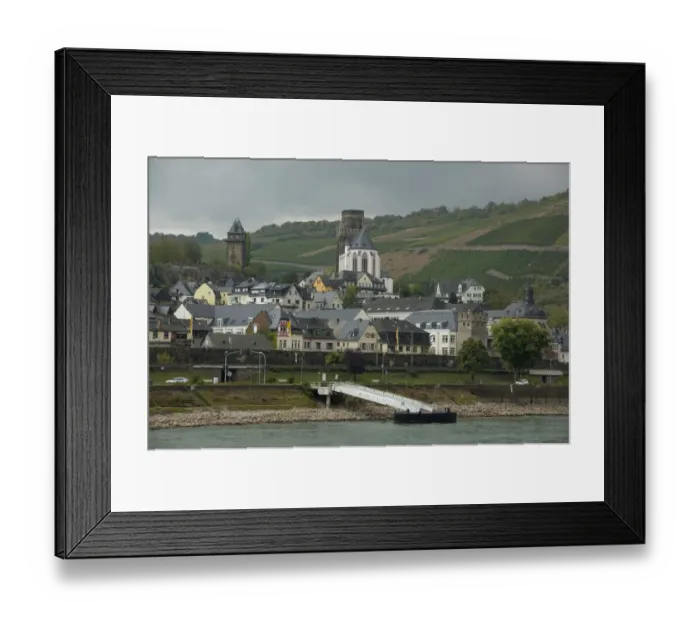 Framed Print : Germany, Rhine River. View along the Rhine River near Oberwesel (mile marker 550)