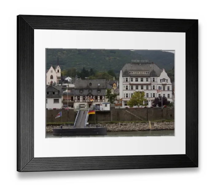 Framed Print : Germany, Rhine River. View along the Rhine River near Bad Salzig (mile marker 566) Framed Print : Germany, Rhine River. View along the Rhine River near Bad Salzig (mile marker 566)