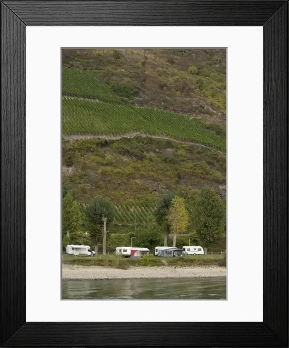 Framed Print : Germany, Rhine River. View along the Rhine River near Osterspai (mile marker 575)