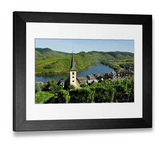 Framed Print : Village church of Bremm, vineyards, Mosel Valley, Rhineland Palatinate, Germany Framed Print : Village church of Bremm, vineyards, Mosel Valley, Rhineland Palatinate, Germany